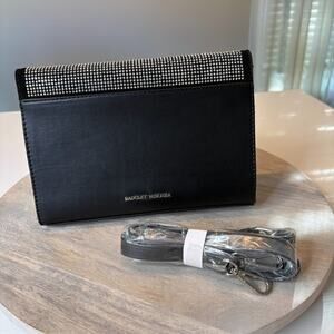 New NWT Badgley Mischka Crystal Gems Embellished Microsuede Crossbody Purse Bag